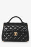 Pre-Loved Chanel™ 2025 Black Lambskin Mini Top Handle Chain Bag
