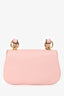 Gucci Pink Leather Mini 'Blondie' Crossbody Bag with Web Canvas Strap