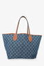 Gucci Blue Monogram Denim Reversible Brown Leather Trim Totissima Tote Bag with Pouch