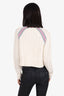 T by Alexander Wang Cream Wool Blend Cable Knit Neon Stripe Cropped Sweater Size XS