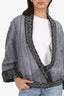 Alexander McQueen Grey Mohair/Silk Embroidered Cardigan Size 42