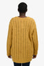 Miu Miu 2017 Yellow Alpaca/Virgin Wool Cable Knit V-Neck Sweater Size 42
