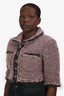 Pre-Loved Chanel™ 2014 Pink Mohair Tweed Cropped Jacket Size 40