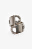 Balenciaga Silver-Tone Metal/Brass Gourmette Bypass Ring Size 52