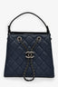 Pre-Loved Chanel™ 2016-17 Navy/Black Caviar Leather Small Bucket Bag with Strap