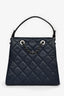 Pre-Loved Chanel™ 2016-17 Navy/Black Caviar Leather Small Bucket Bag with Strap