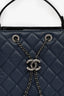Pre-Loved Chanel™ 2016-17 Navy/Black Caviar Leather Small Bucket Bag with Strap