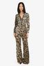 Alexis Brown Leopard Print Long Sleeve Jumpsuit Size S