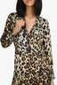 Alexis Brown Leopard Print Long Sleeve Jumpsuit Size S