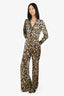 Alexis Brown Leopard Print Long Sleeve Jumpsuit Size S