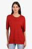 The Row Red Fine Knit Short Sleeve Top Size L
