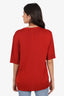 The Row Red Fine Knit Short Sleeve Top Size L