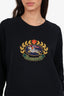 Burberry London Black Cotton Prorsum Embroidered Sweat Shirt Size L
