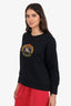 Burberry London Black Cotton Prorsum Embroidered Sweat Shirt Size L