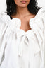 Patou White Cotton Cowl Neck Long Sleeve Blouse Size 38