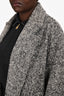 Dusan Grey/Black Wool Colourblock Herringbone Coat Size M