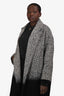Dusan Grey/Black Wool Colourblock Herringbone Coat Size M