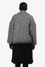 Dusan Grey/Black Wool Colourblock Herringbone Coat Size M