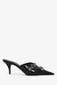 Balenciaga Black Leather Studded Cagole Mule Heels Size 38