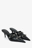 Balenciaga Black Leather Studded Cagole Mule Heels Size 38