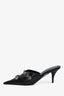 Balenciaga Black Leather Studded Cagole Mule Heels Size 38