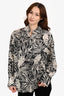 Frame Black/White Cotton/Silk Palm Print Button-Up Shirt Size S