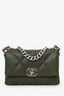 Pre-Loved Chanel™ 2022+ Khaki Green Leather 'Chanel™ 19' Small Flap