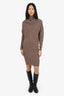 Lanvin Brown Wool/Cashmere Long Sleeve Turtle Neck Dress Size S