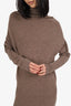 Lanvin Brown Wool/Cashmere Long Sleeve Turtle Neck Dress Size S