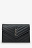 Saint Laurent Black Grained Leather Envelope Wallet On Chain