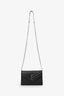 Saint Laurent Black Grained Leather Envelope Wallet On Chain