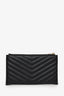 Saint Laurent Black Grained Leather Matelasse YSL Monogram Small Zip Top Bill Pouch