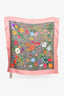 Gucci Brown/Pink Multicolour Floral Silk Scarf 90