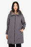 Brunello Cucinelli Grey Down Fur Hooded Coat Size 42