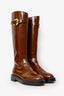 Alberta Ferretti Brown Patent Leather Knee High Riding Boots Size 37