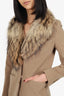 SAM Brown Wool/Faux Fur Collar Midi Coat Estimated Size XXS/XS