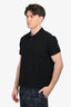 Burberry Black Knit Novacheck 'TB' Embroidered Polo Top Mens Size XL