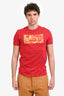 Versace Red Cotton Yellow Graphic T-Shirt Size M Mens