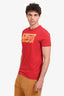 Versace Red Cotton Yellow Graphic T-Shirt Size M Mens