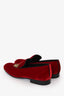 Louis Vuitton Red Velvet Slip-On 'Auteuil' Loafers Size 9 Mens