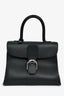 Delvaux Black Leather Brillant MM Top Handle Bag With Strap