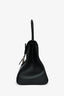 Delvaux Black Leather Brillant MM Top Handle Bag With Strap