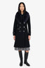 Soia & Kyo Black Fur Trimmed Double-Breasted Long Coat Size XS