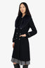 Soia & Kyo Black Fur Trimmed Double-Breasted Long Coat Size XS