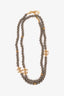 Pre-Loved Chanel™ 2024 Grey Gold Tone Faux Pearls/Strass CC Logo Long Necklace