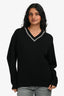 Maje Black Wool/Cashmere Crystal Trim V-Neck Sweater Size 0