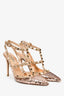 Valentino Rose Gold Sequin Rockstud Heels Size 37