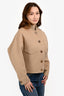 Lorena Antoniazzi Brown Knit Collar Button Down Cropped Jacket Est. Size S