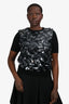 Akris Punto Black Virgin Wool Short Sleeve Large Sequin Sweater Size 10
