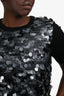 Akris Punto Black Virgin Wool Short Sleeve Large Sequin Sweater Size 10